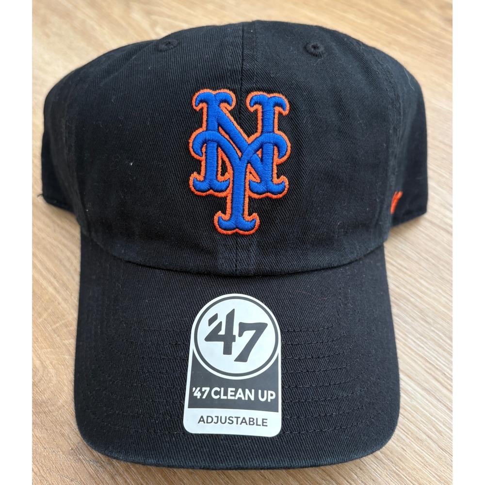 NWT New York Mets 47 Clean Up Adjustable Hat - OSFA - Black